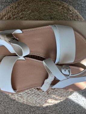 Steve Madden White Double-Strap Buckle Sandals